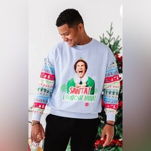 Bums and Roses Buddy The Elf Fair Isle Winter Wonderland bamboo Sweatshirt med